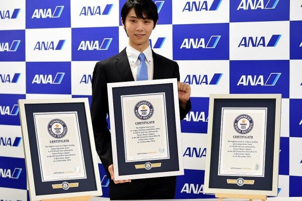 フィギュアスケート羽生結弦選手、3得点がギネス世界記録認定