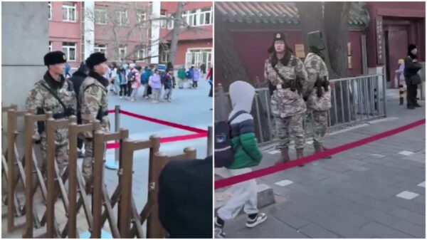 【動画あり】小学校前に「銃持った」武装軍人と公安らが厳重警備＝中国・北京