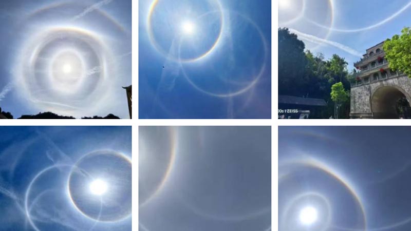 太陽に浮かぶ虹の輪　日本各地や中国で幻想的な「日暈」現象【動画あり】