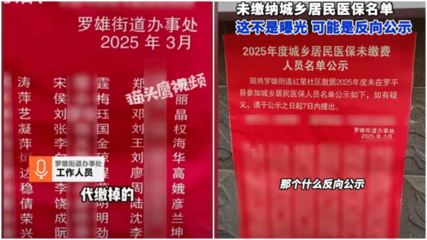“医療保険未納者は晒し者に”　実名を壁に掲示＝中国