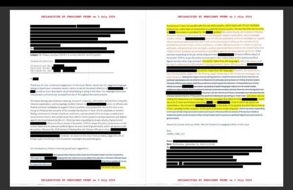 機密解除文書が明かす中国の選挙影響工作　米情報機関による関連性の矮小化への懸念も