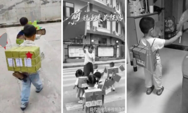 「爆薬」背負う幼児「兵」　中国でことしも
